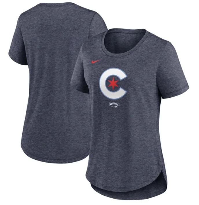 CHICAGO CUBS NIKE WOMEN'S CITY CONNECT NAVY GREY TEE Short Sleeve Tees NIKE