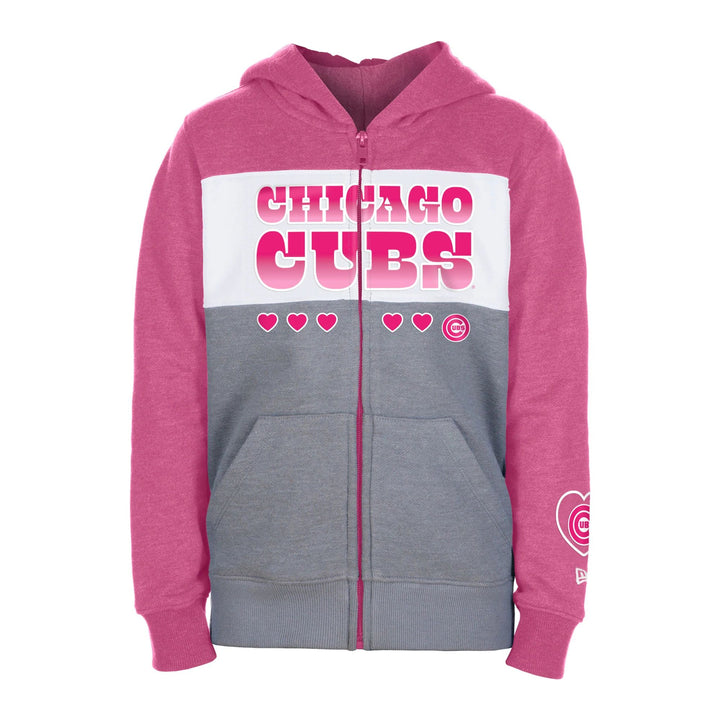 Chicago Cubs New Era Youth Pink Zip Up Hoodie Sweatshirts & Hoodies NEW ERA CAP COMPANY INC