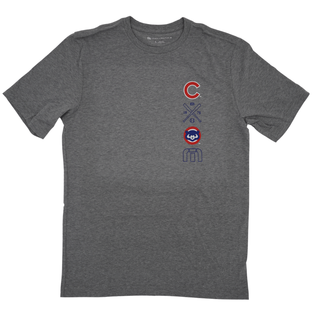 CHICAGO CUBS TRAVISMATHEW MEN'S SLAM GREY TEE Short Sleeve Tees TRAVIS MATHEWS