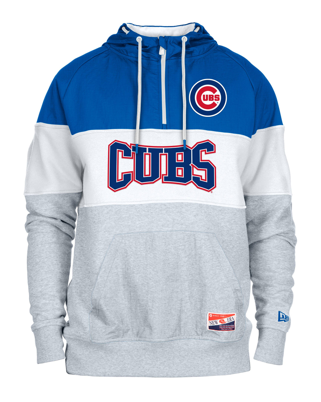 Chicago Cubs New Era Men's Bullseye Logo Grey and Royal Blue 1/4 Zip Hoodie Sweatshirts & Hoodies NEW ERA CAP COMPANY INC