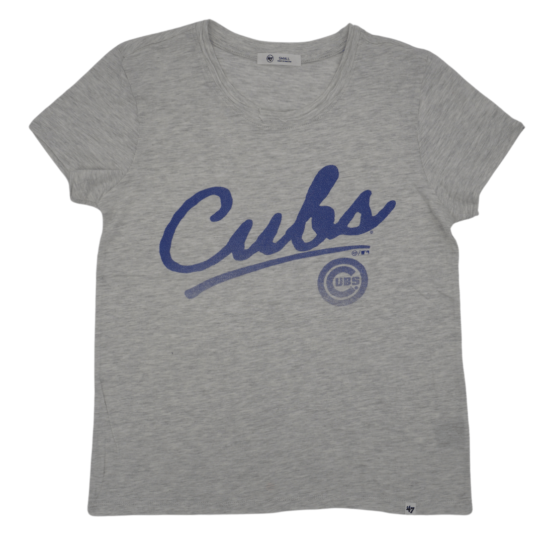 CHICAGO CUBS '47 WOMEN'S FREEHAND BULLSEYE GREY TEE Short Sleeve Tees '47 BRAND