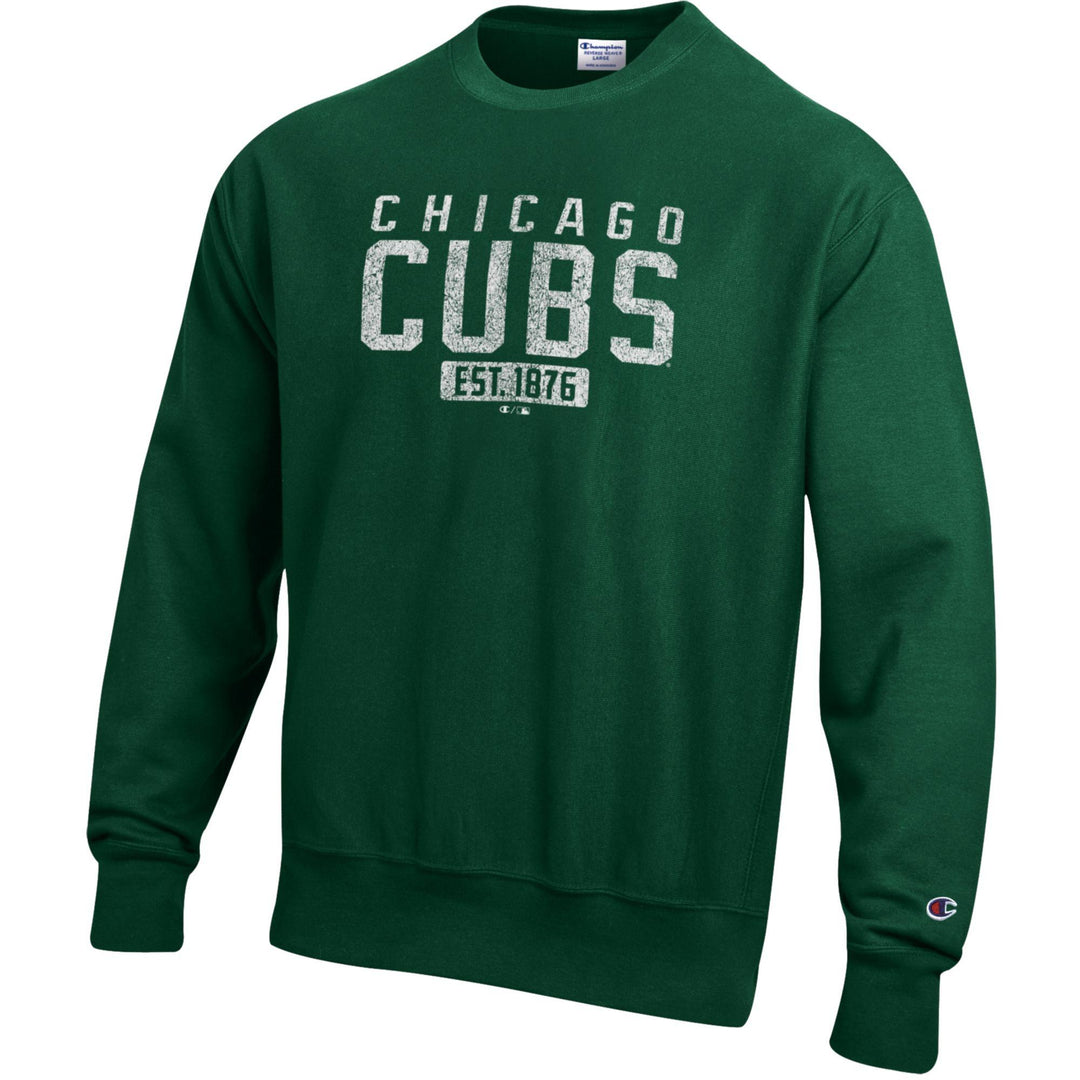 Chicago Cubs Wrigley Field Reverse Weave Crew Sweatshirt in Green by Champion Sweatshirt CHAMPION