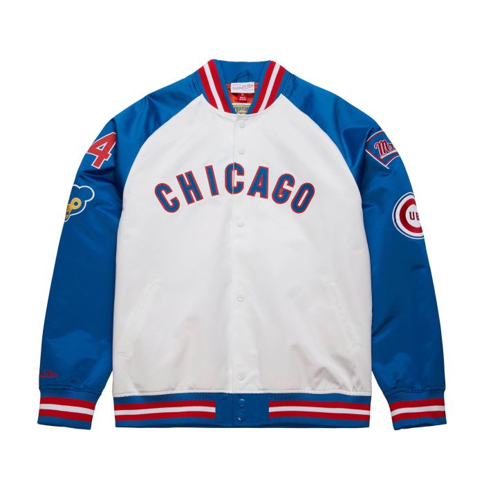 CHICAGO CUBS MITCHELL & NESS MEN'S ERNIE BANKS LIGHTWEIGHT SATIN JACKET Jackets & Outerwear MITCHELL & NESS