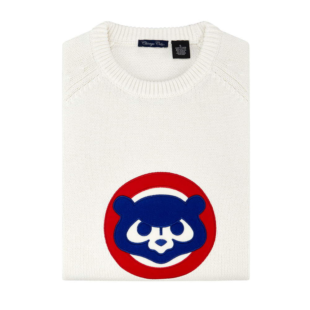 CHICAGO CUBS FULL TURN MEN'S 1984 LOGO WHITE CREW NECK SWEATER Sweatshirts & Hoodies FULL TURN APPAREL