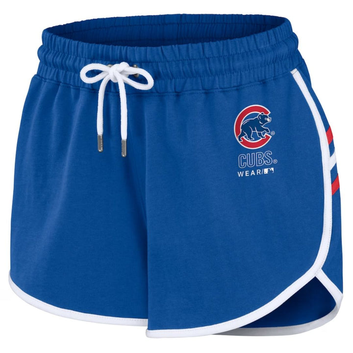 CHICAGO CUBS WEAR BY ERIN ANDREWS WOMEN'S WALKING BEAR LOGO ROYAL SHORTS Bottoms WEAR ERIN ANDREWS