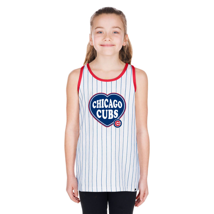 Chicago Cubs New Era Youth Heart Pinstripe Tank Top TANK TOPS NEW ERA CAP COMPANY INC