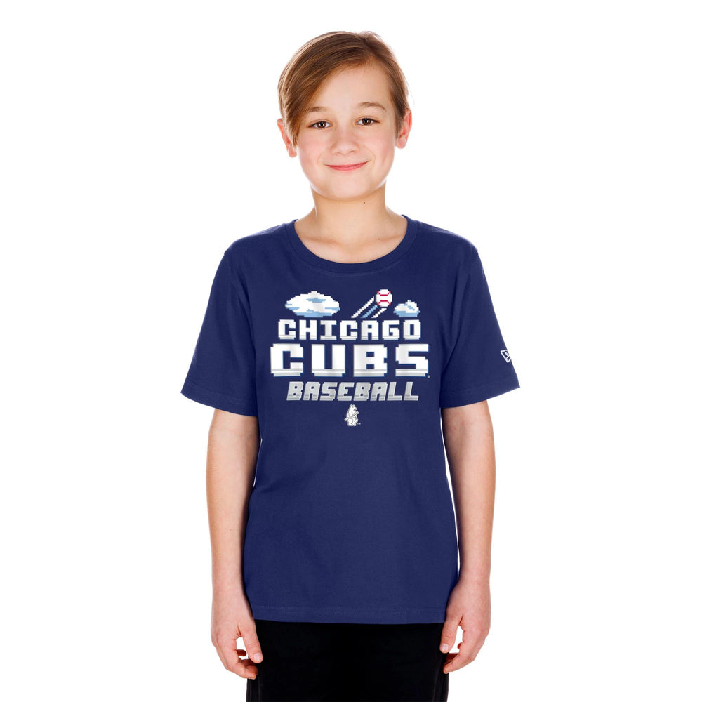 Chicago Cubs New Era Youth 1914 Pixel Script Navy Tee Short Sleeve Tees NEW ERA CAP COMPANY INC