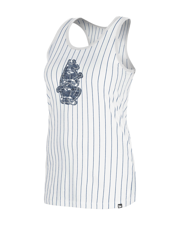 Chicago Cubs 1914 Gameday Tank Pinstripe White by New Era Women's Tank Top NEW ERA CAP COMPANY