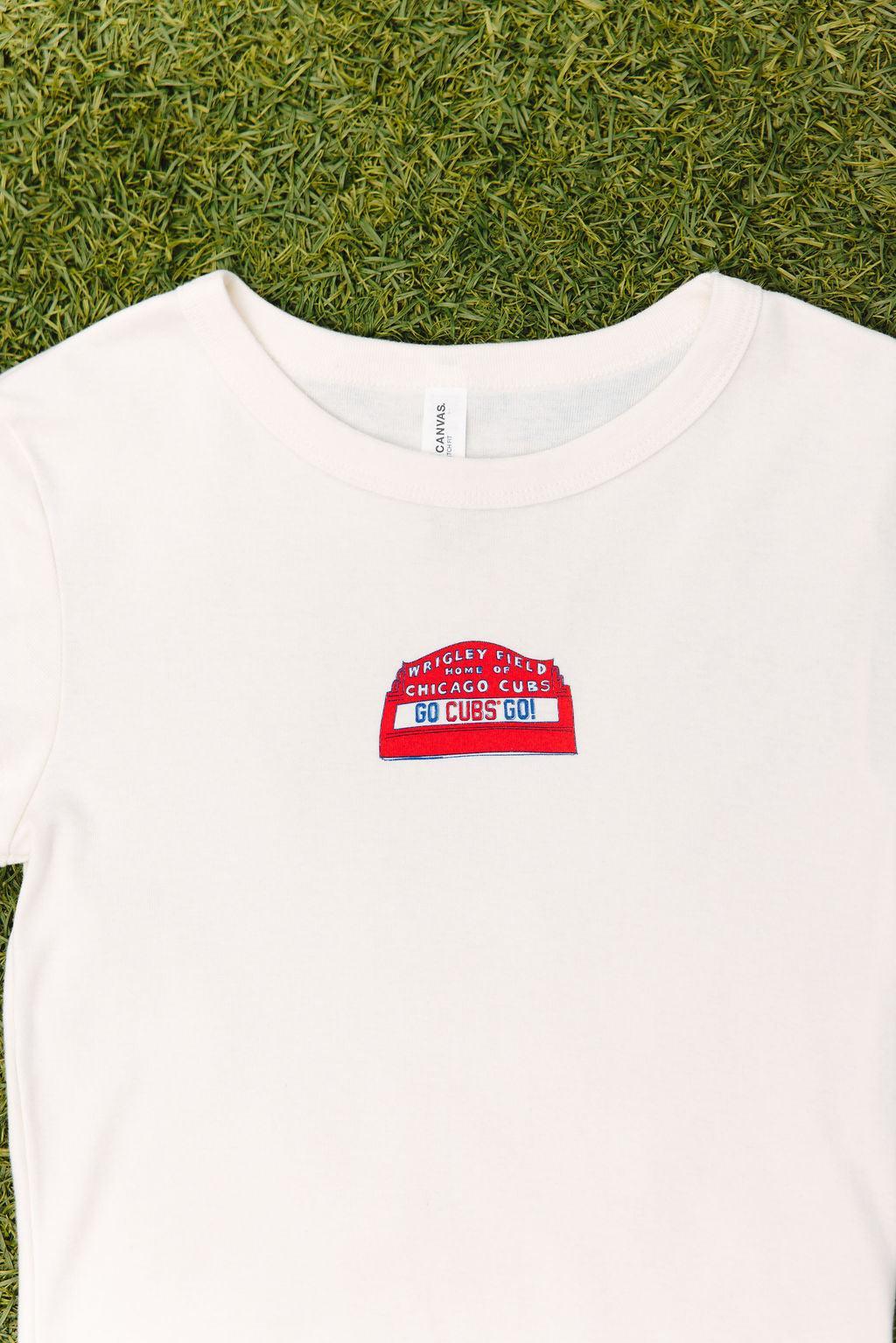 Chicago Cubs X Alice & Wonder Women's Marquee Baby Tee Alice & Wonder