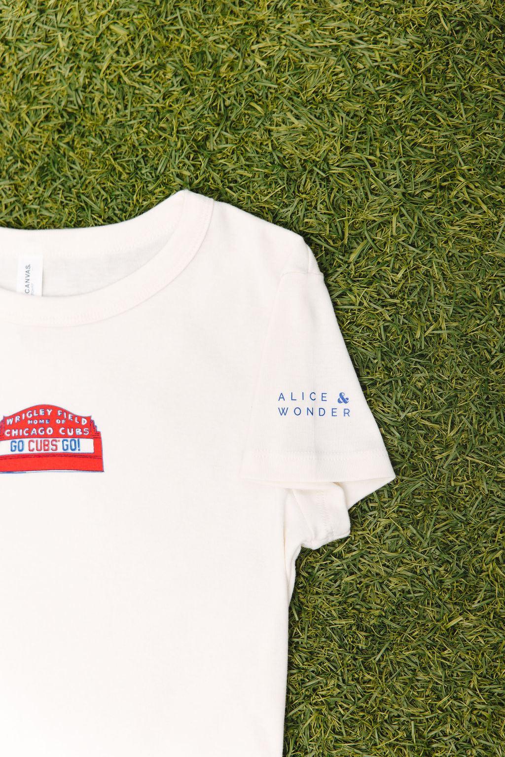 Chicago Cubs X Alice & Wonder Women's Marquee Baby Tee Alice & Wonder