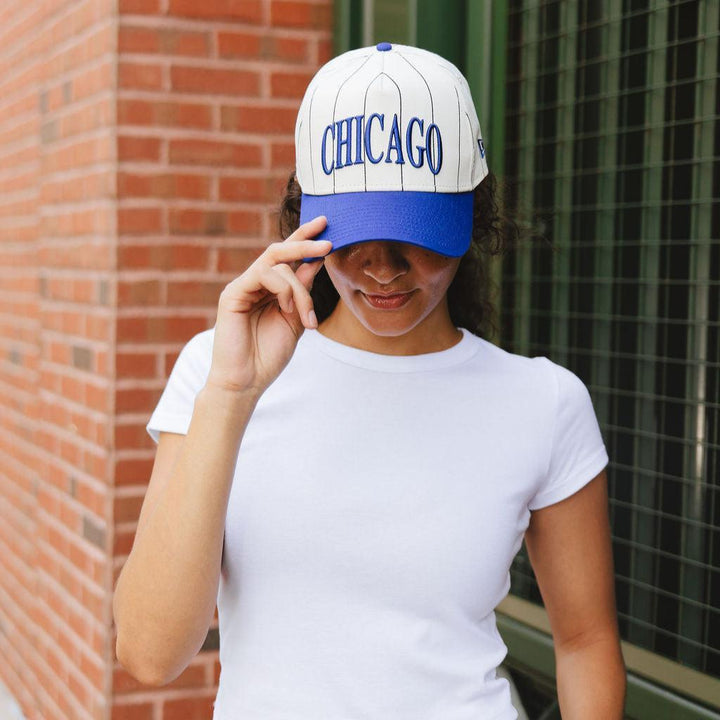 Chicago Cubs X Alice & Wonder Chicago Pinstripe Puff Cap Caps Alice & Wonder