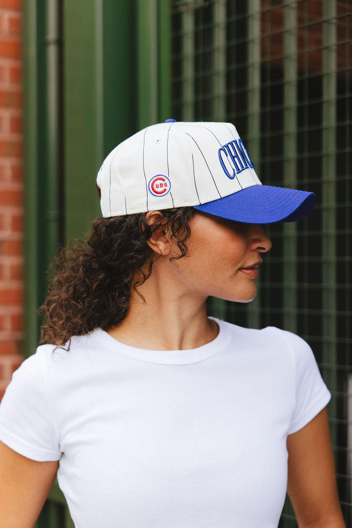Chicago Cubs X Alice & Wonder Chicago Pinstripe Puff Cap Caps Alice & Wonder