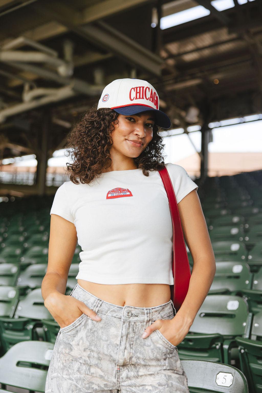 Chicago Cubs X Alice & Wonder Women's Marquee Baby Tee Alice & Wonder