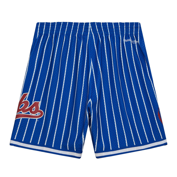 CHICAGO CUBS MITCHELL & NESS MEN'S STRIPED BLUE MESH PATCH SHORTS Bottoms MITCHELL & NESS