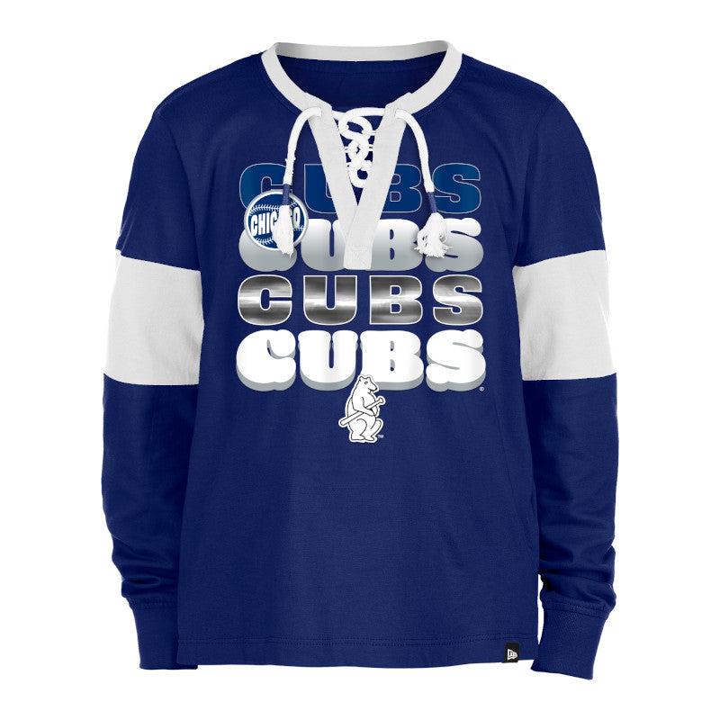 CHICAGO CUBS NEW ERA YOUTH 1914 NAVY LACE UP LONG SLEEVE TEE Long Sleeve Tees NEW ERA CAP COMPANY INC