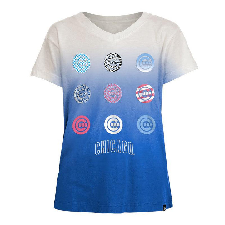 CHICAGO CUBS NEW ERA YOUTH BULLSEYE OMBRE BLUE TEE Short Sleeve Tees NEW ERA CAP COMPANY INC