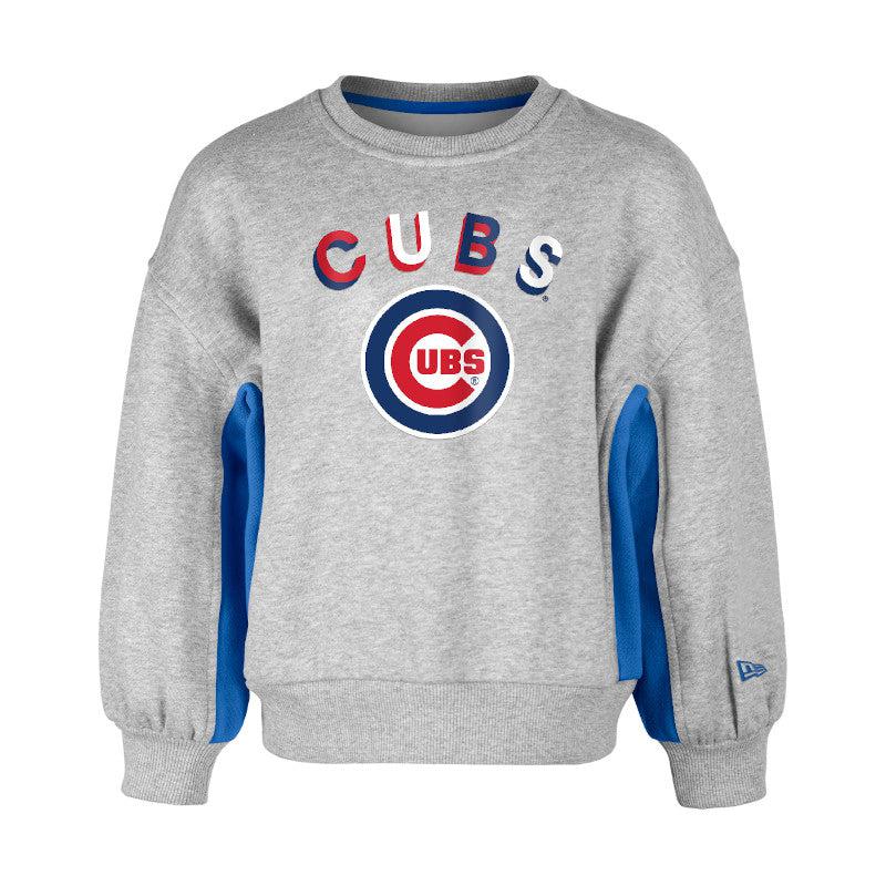 CHICAGO CUBS NEW ERA YOUTH C LOGO PUFF SLEEVE GRAY CREW NECK Sweatshirts & Hoodies NEW ERA CAP COMPANY INC