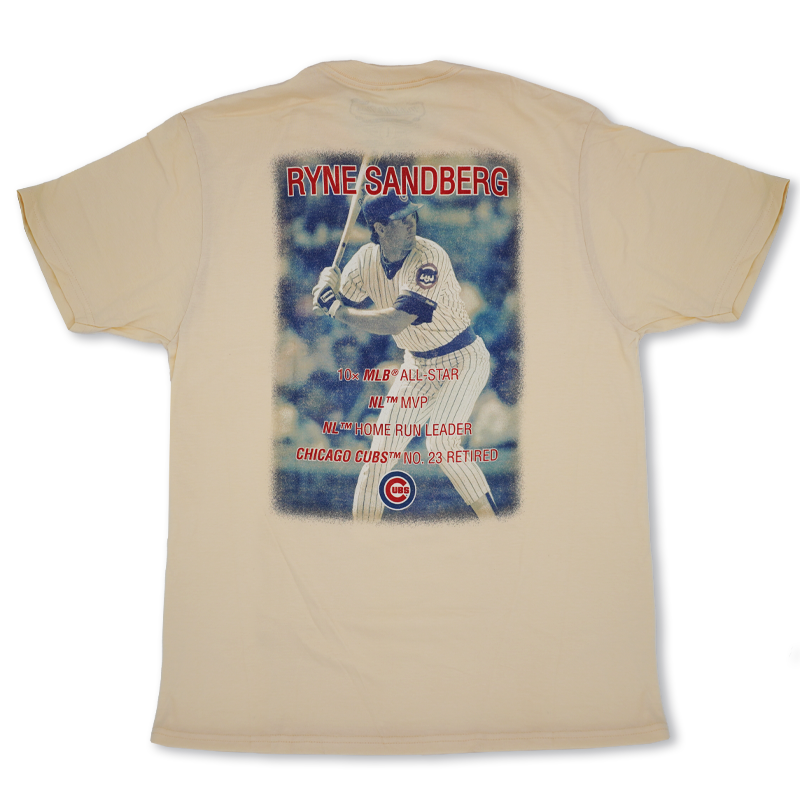 CHICAGO CUBS MITCHELL & NESS MEN'S TAN RYNE SANDBERG TEE Short Sleeve Tees MITCHELL & NESS