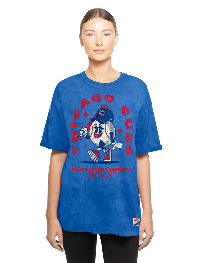 Chicago Cubs Ball Girl Throwback Royal Women's T-Shirt by New Era Short Sleeve Tees NEW ERA CAP COMPANY INC