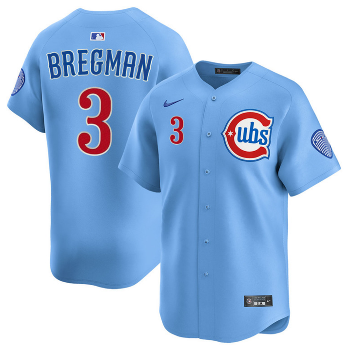 Chicago Cubs Alex Bregman Blues Alternate Limited Baby Blue Jersey by Nike Jerseys Nike