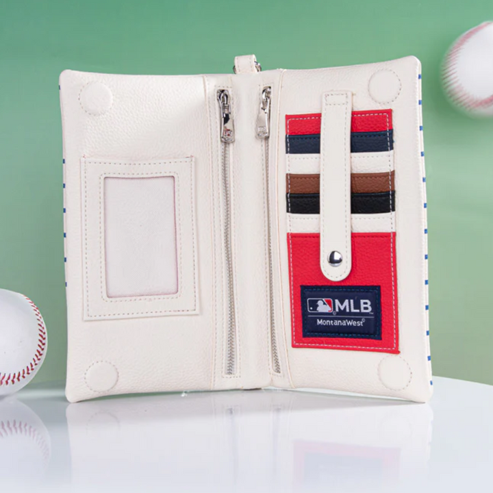 Chicago Cubs Embossed Logo Synthetic Leather Crossbody Clutch Bag Bags & Backpacks Montana West