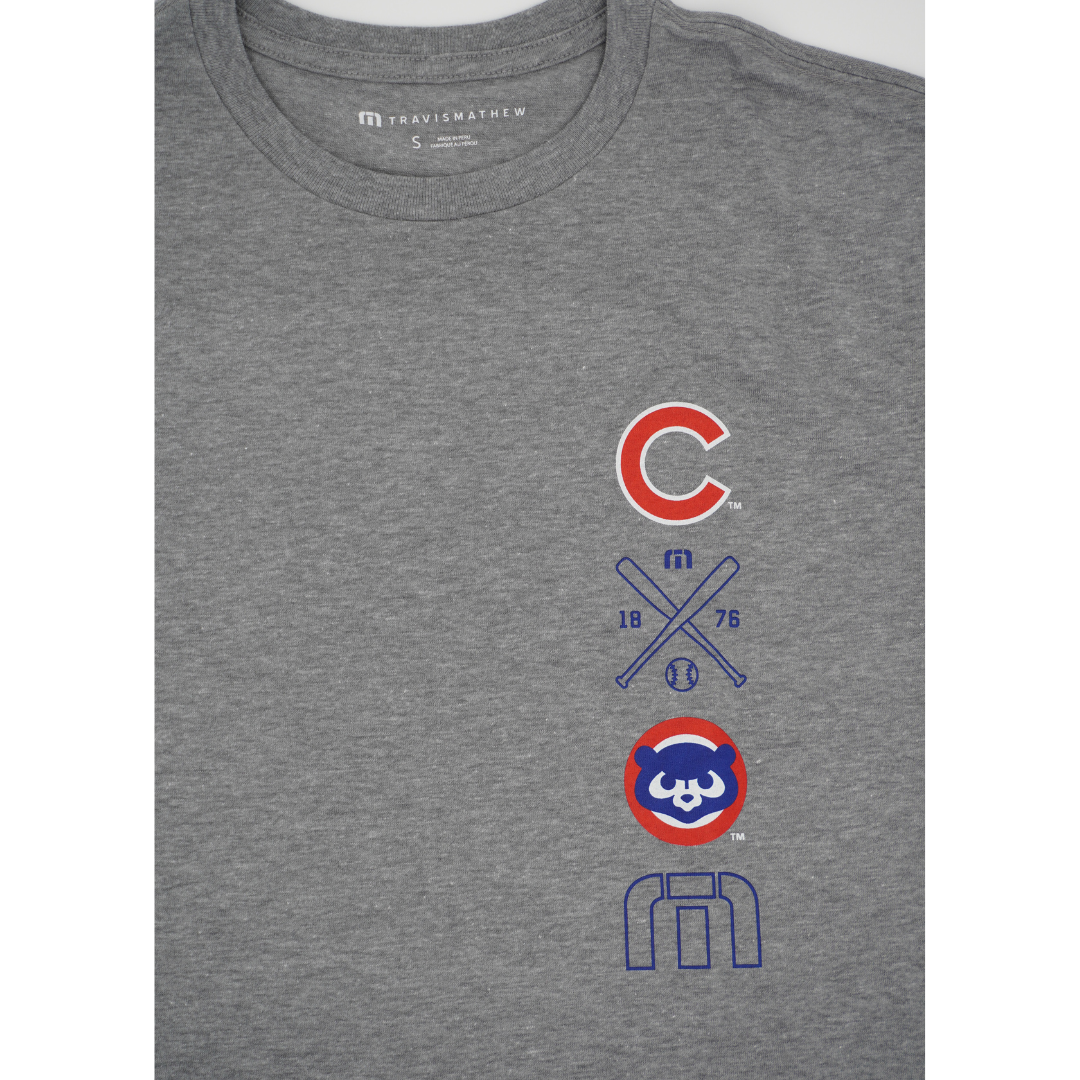 CHICAGO CUBS TRAVISMATHEW MEN'S SLAM GREY TEE Short Sleeve Tees TRAVIS MATHEWS