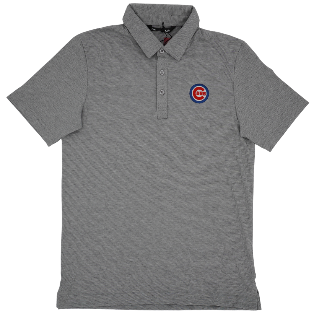 CHICAGO CUBS TRAVISMATHEW MEN'S BULLSEYE ZINNA HEATHER GREY POLO Polo TRAVIS MATHEWS