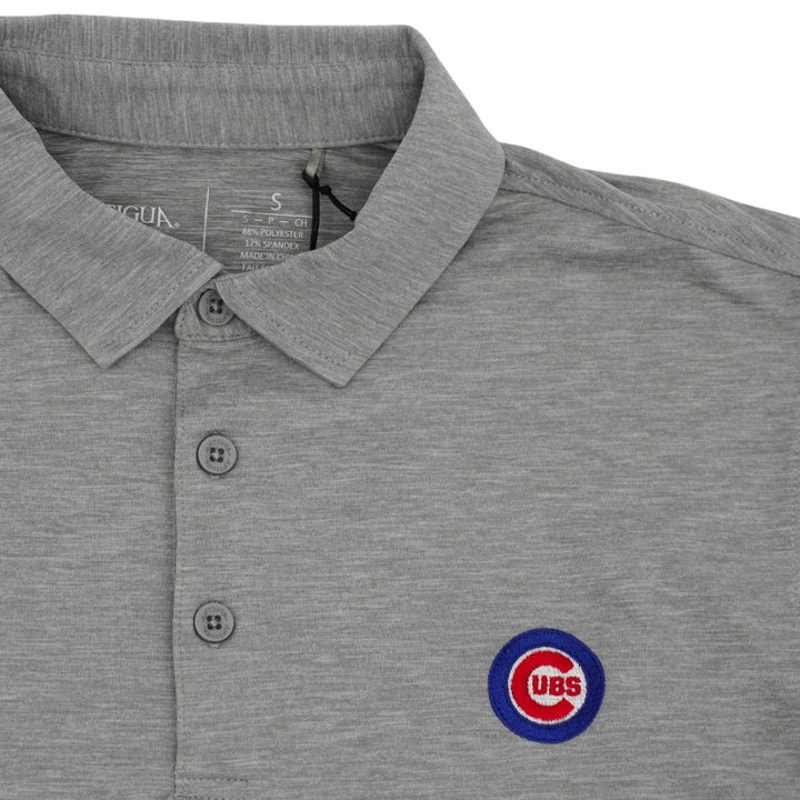 CHICAGO CUBS ANTIGUA MEN'S BULLSEYE LOGO GREY SKYSCRAPER POLO Polo ANTIGUA