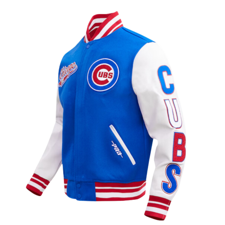 CHICAGO CUBS PRO STANDARD MEN'S ROYAL BLUE VARSITY JACKET Jackets & Outerwear PRO STANDARD