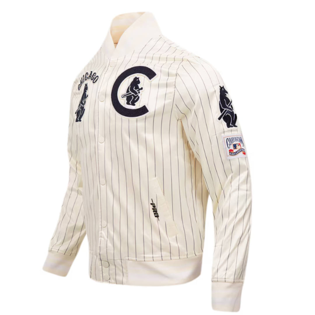 CHICAGO CUBS PRO STANDARD MEN'S THROWBACK 1914 BEAR PINSTRIPE JACKET Jackets & Outerwear PRO STANDARD