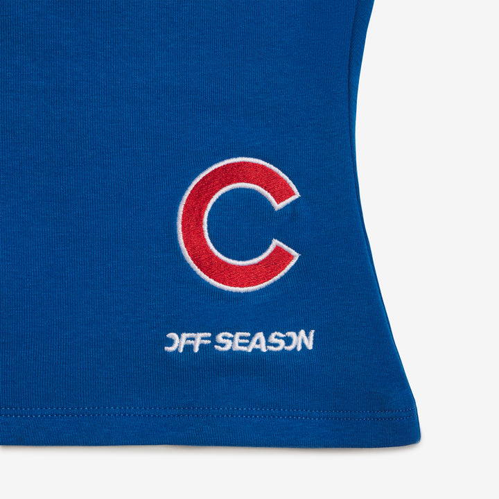 Chicago Cubs Logo Women’s Ruched Halter Top in Royal Blue by Off Season Tops OFF SEASON