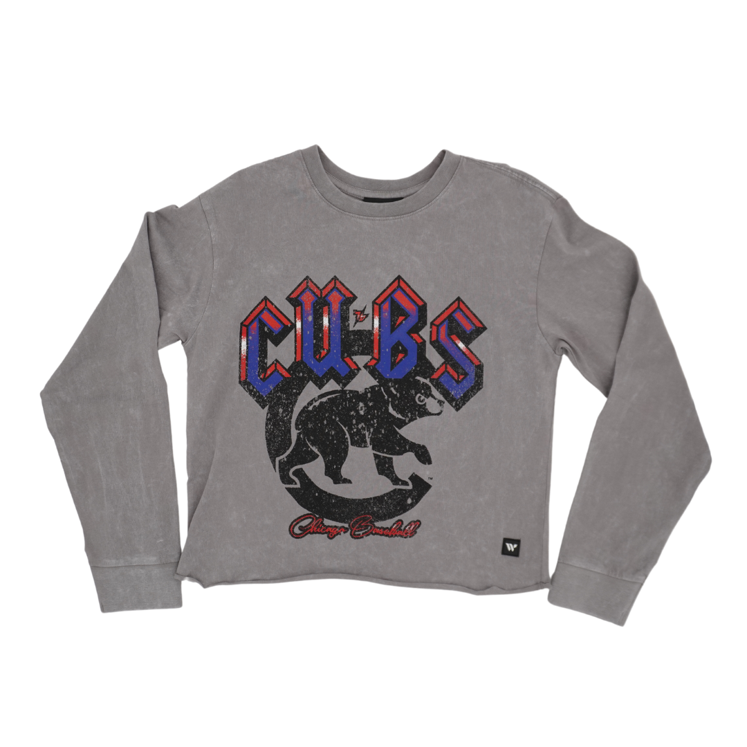 CHICAGO CUBS THE WILD COLLECTIVE WOMEN'S WALKING BEAR CONCERT TEE Long Sleeve Tees THE WILD COLLECTIVE