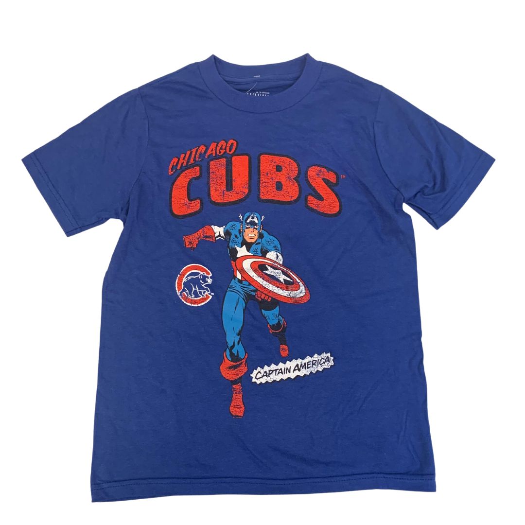 CHICAGO CUBS YOUTH CAPTAIN AMERICA BLUE TEE Short Sleeve Tees OUTER STUFF