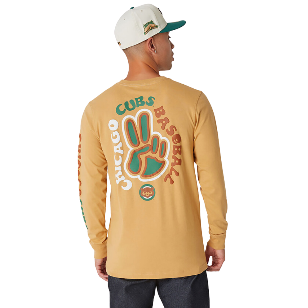 CHICAGO CUBS NEW ERA CAMP BEIGE LONG SLEEVE Long Sleeve Tees NEW ERA CAP COMPANY INC