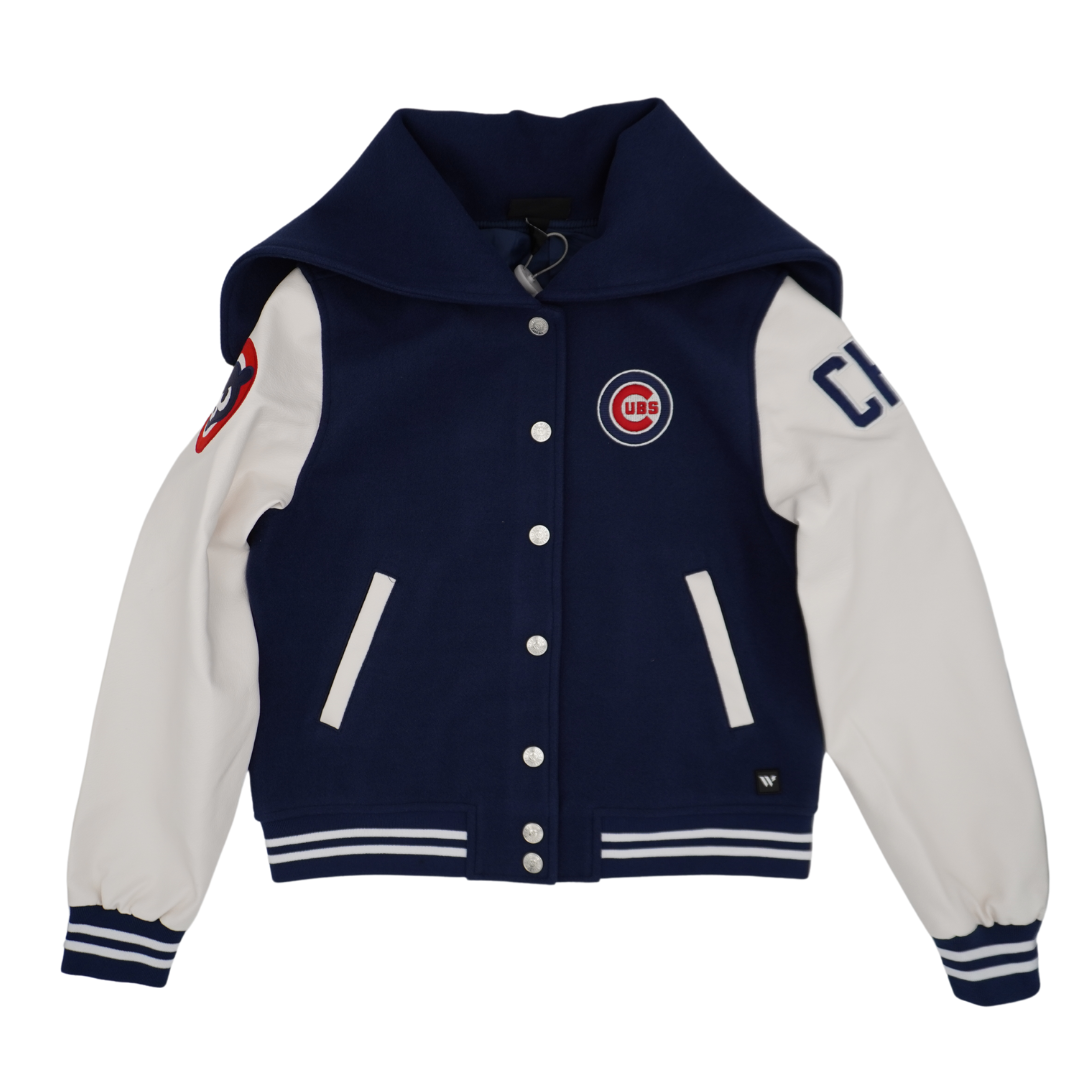 CHICAGO CUBS THE WILD COLLECTIVE WOMEN'S SAILOR VARSITY JACKET Jackets & Outerwear THE WILD COLLECTIVE